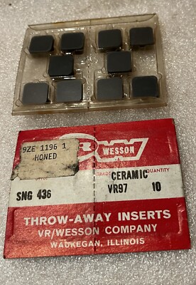 SNG 436 VR97 CERAMIC INDEXABLE INSERTS, V R WESSON, NEW, 10 INSERTS/LOT, USA
