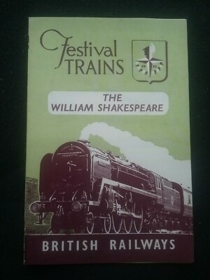 BRITISH RAILWAYS BROSCHÜRE THE WILLIAM SHAKESPEARE, FESTIVAL TRAIN, Reproduktion