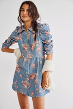 NWOT Loveshackfancy Beyers Puff Sleeve Ruffle Trim Collared Corduroy Dress 2