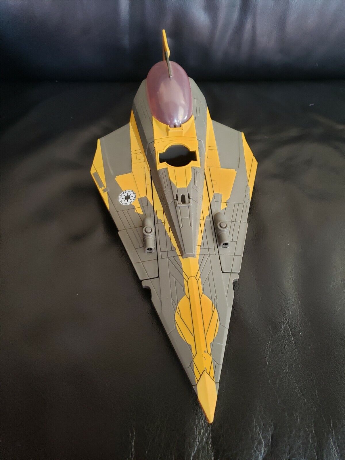 Space warship corvette star wars style yellow and silver hull exploring the  galaxies