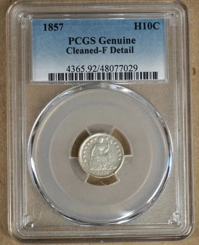 1857 SEATED LIBERTY HALF DIME PCGS FINE DETAIL - CLEANED 077029
