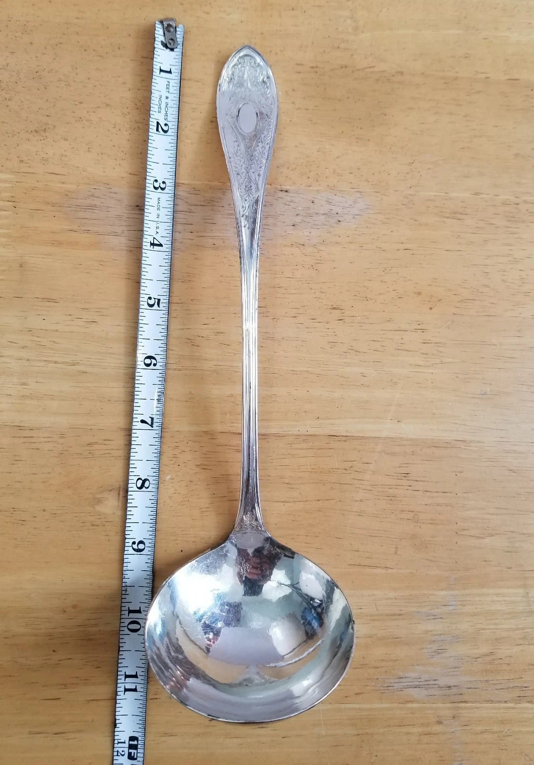 RARE WALLACE ANTIQUE c1878 DIAMOND PATTERN DISTRESSED SOUP LADLE