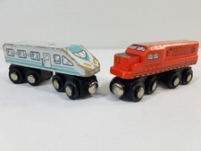 Maison Battat Wooden Magnetic Trains 094 and 737 Some Paint Wear