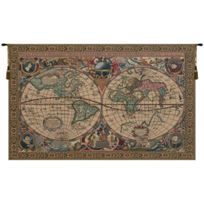 Terrarum Orbis Old Style World Map 1630 Henricus Hondius Woven Tapestry Wall Art