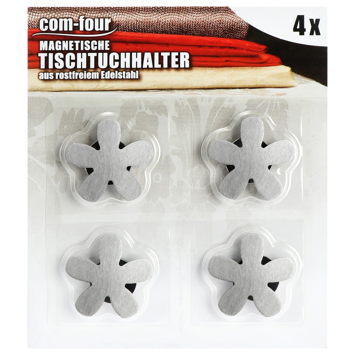 Tischtuchhalter Mit Magnet - 4 Stück Edelstahl-Gewichte In Blumenform - Für Festen Halt Im Freien