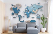 3D wooden map with the names of countries