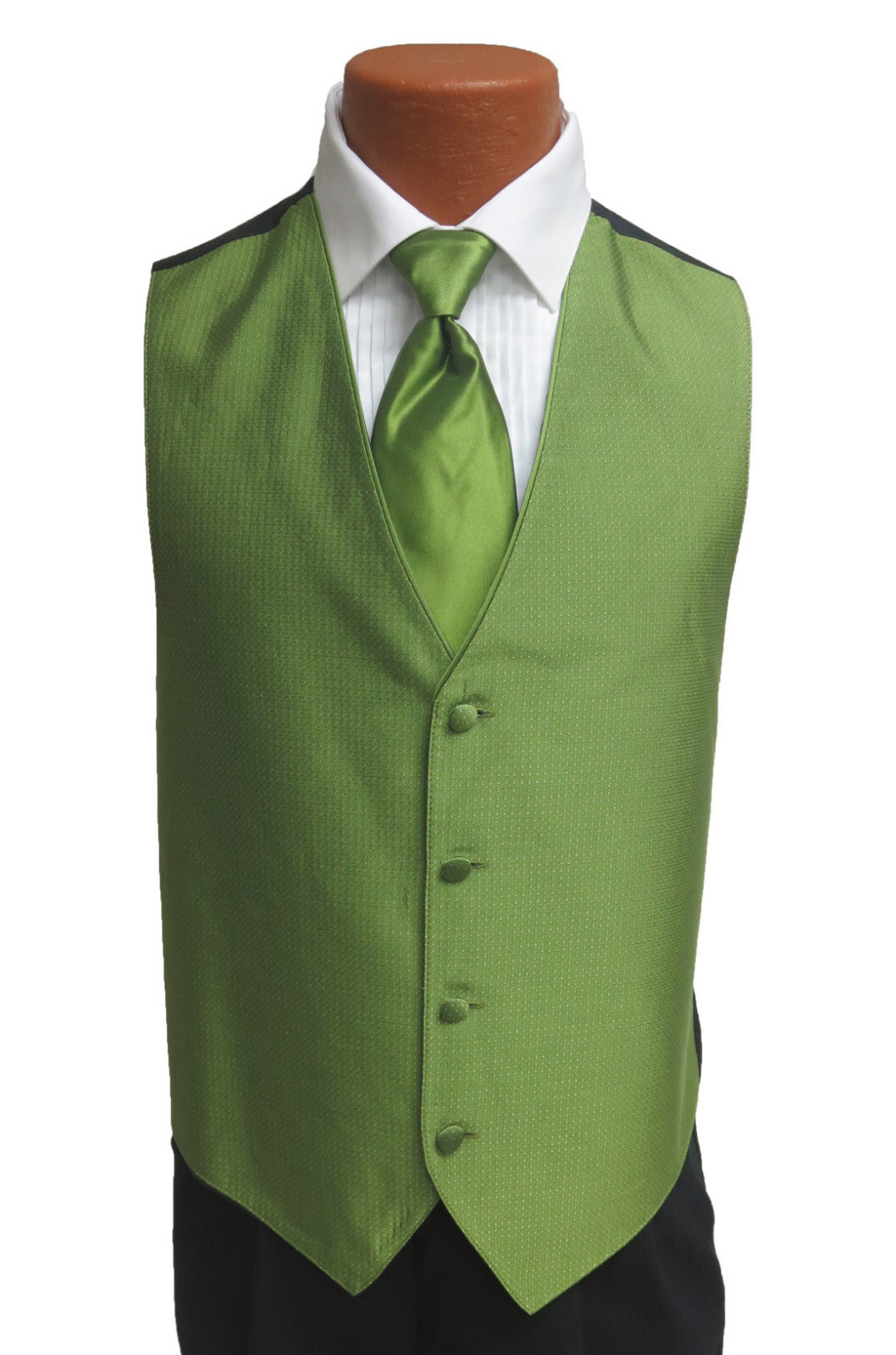 Men's Jean Yves Sterling Kiwi Green Tuxedo Vest & Tie Wedding Groom Prom