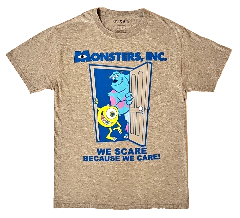 Disney PIXAR Monster Inc. 'S' T-Shirt "We scare because we care"