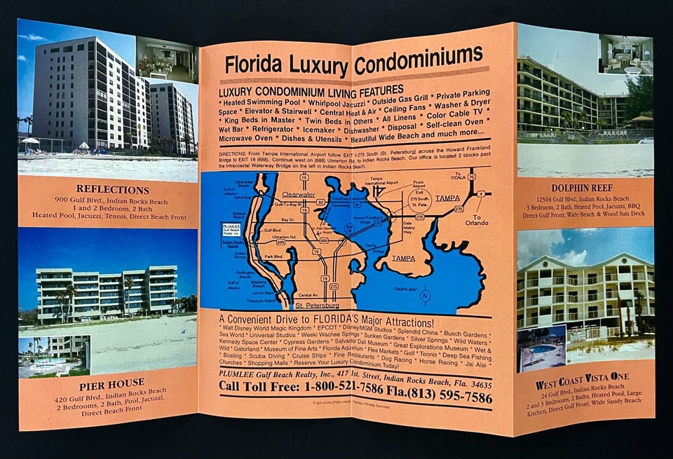 1990s Plumlee Gulf Beach Florida Luxury Beachfront Condos Realty FL VTG