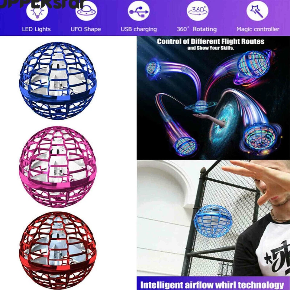 MARKENLOS Flynova Pro Flying Toy Boomerang Spinner Ball Tricks Hand Operated Drone ASS