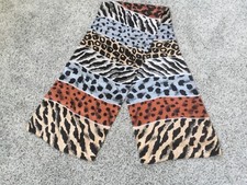 Vintage Designer Silk Scarf Various ANIMAL PRINTS 52  x 10  no tag  earth tones