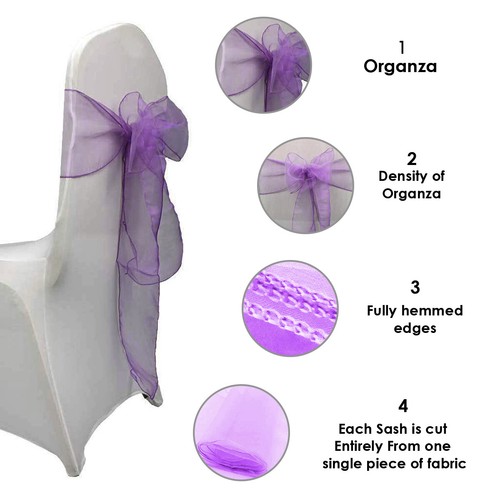 25x Organza Schärpen Stuhl Schleife Schärpe Hochzeit Party Deko 17cm x 280cm - Bild 128 von 308