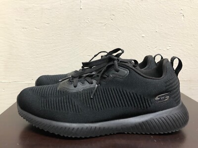 Skechers 32504 Women BOBS Sport Squad Tough Talk Shoes Black size US EU 