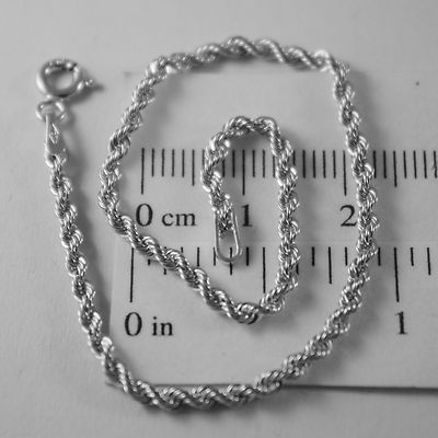 18K WHITE GOLD BRACELET, BRAID ROPE LINK, INCHES LONG, MADE IN ITALY 