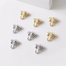 10pcs Elephant Head Charms,Gold/Silver Tone Elephant Face Pendants With Loop