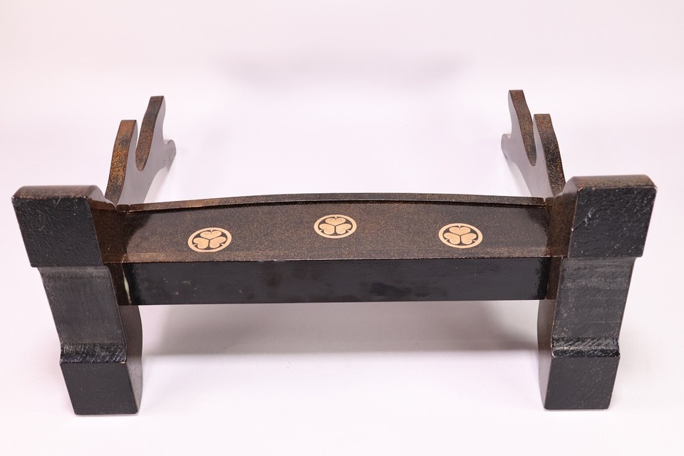 Japanese Samurai Sword Rack Stand 2Hook 19.57inch Tokugawa Aoi Crest ...