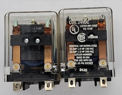 Lot of 2 - USED Cutler-Hammer D5PRT1 SER A1 RELAY COIL 24VDC [RC 1-4]