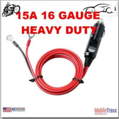 12V 15A 16AWG 16'' Long Male Plug Cigarette Adapter Power Lighter Cord