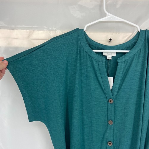 J Jill Pure Women L Jumpsuit Teal Green Travel Stretch Wide Leg Tie Waist NEW - Picture 2 of 12