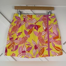 Vintage Lilly Pulitzer Skort Bright Yellow Tropical Parrot  Floral Print Size 8