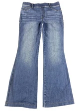 Spanx Jeans Womens XL Blue Flare Pull On Stretch Denim Shaping Lined 20456R