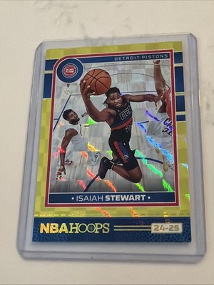 Isaiah Stewart 2024-25 Panini NBA Hoops #107 Yellow Checkerboard 3/5 Pistons