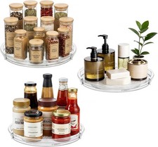 3 Pack Lazy Susan Organizer, 9'' Clear Lazy Susan Turntable for Cabinet, Fridge,