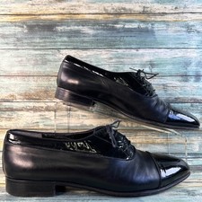 Salvatore Ferragamo Firenze Oxford Shoe Mens 9M Black Leather Cap Toe Dress Work