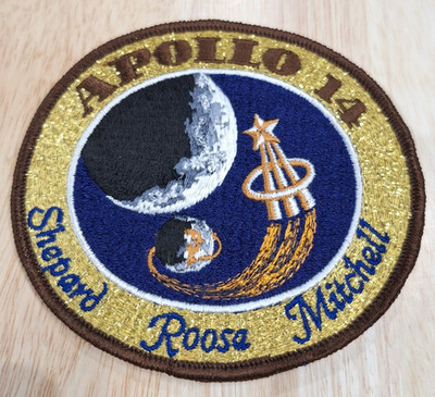 NASA PATCH vtg APOLLO 14 - LION Brothers CLOTH Back - Shepard Roosa Mitchell- 4''