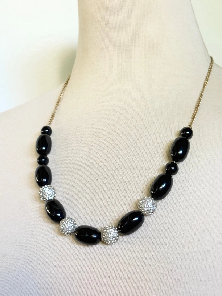 Collar J Crew Lucite Cuentas Cristal Brillante Vintage Firmado Tono Dorado Ajustable Foto 3 de 4