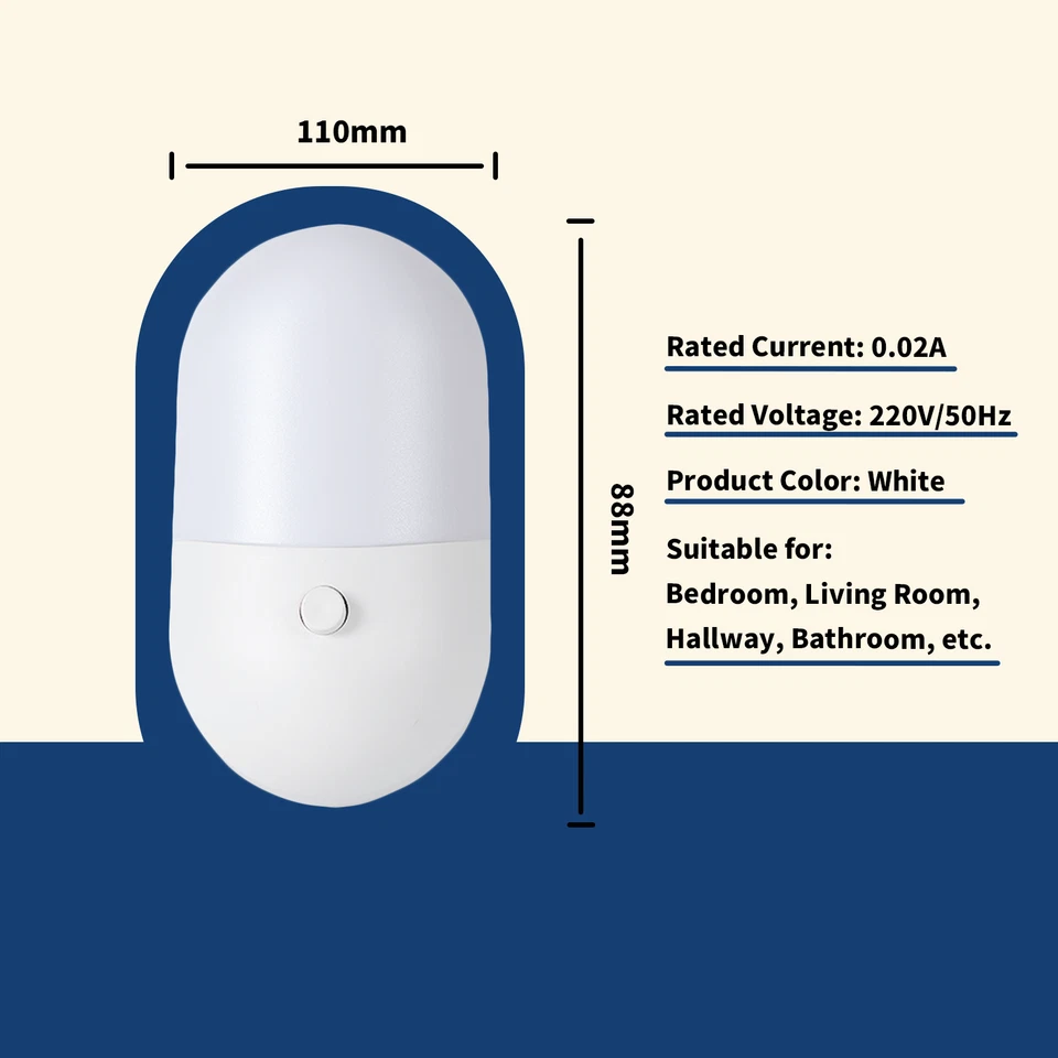 2 Цвет преобразования стены плагин ночник светодиодный свет ванной кухни прихожей - Изображение 3 из 4