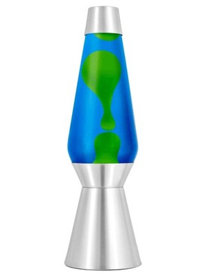 27'' Grande LAVA Lamp - Silver Base/Cap Yellow Wax/Blue Liquid