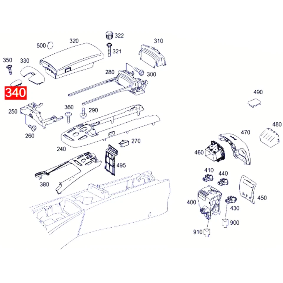 Cubierta de teléfono con reposabrazos de consola central para Mercedes-Benz 2006-2013 W221 Clase S Foto 3 de 4