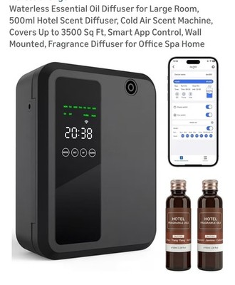 Smart App Wall Mounted Oil Diffuser, 500ml, Coffee Vanilla Jasmine Aromatherapy