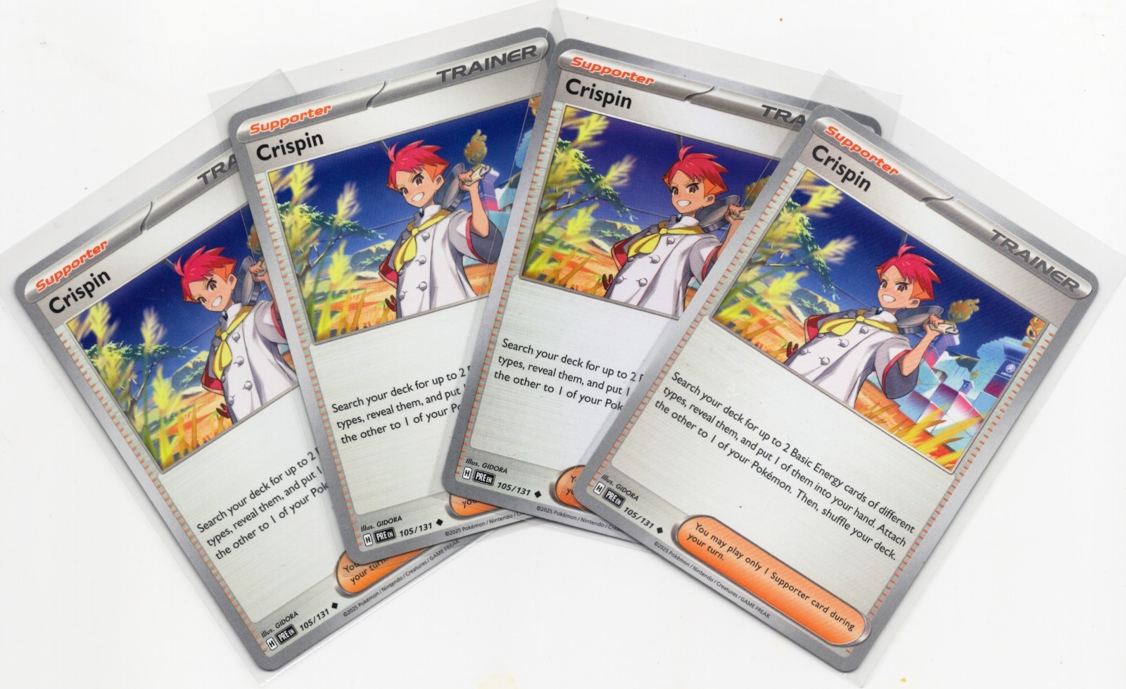 4x Crispin 105/131 x4 - Prismatic Evolutions - Pokemon TCG Playset - Near Mint