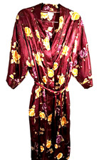 Vtg Cinema Etoile Burgundy Slip Dress  Floral Robe Womens L Romantic Cottage