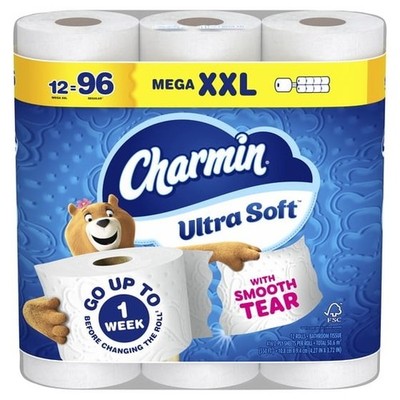 Charmin Ultra Soft Toilet Paper, 12 Mega XXL Rolls,2-Ply Bath Tissue 17204322059