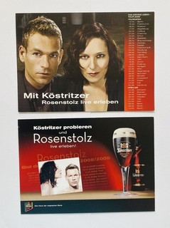 2 Werbekarten Rosenstolz live Köstritzer Schwarzbierbrauerei Bad Köstritz 2006/8