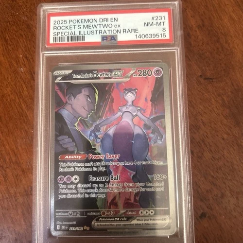 Pokemon Mewtwo EX Team Rockets Card 231/182 Sir Destined Rivals, PSA 8