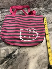 Sanrio Hello Kitty Tote Bag Purse Pink And Gray self fastening closure