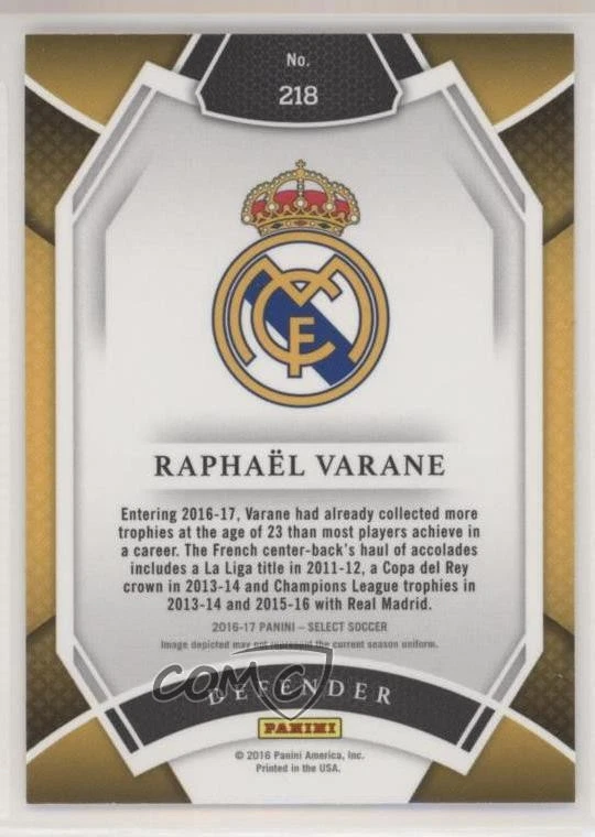 2016-17 Panini Select Field Level Raphael Varane #218 - Image 2 of 2