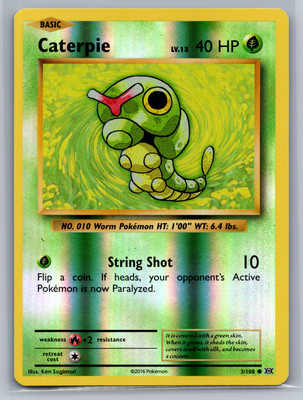 Caterpie 3/108 Evolutions Reverse Holo Common Pokemon Card NM