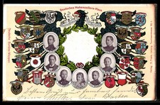 Postcard German Hohenzollern House, portrait picture of Kaiser Wilhelm II, Prince Oscar 