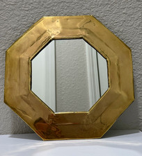 Vintage Gold Metal Framed Wall Mounted Octagon Accent Mirror Vintage Gold Metal Framed Wall Mounted Octagon Accent Mirror