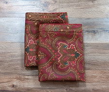 Ralph Lauren Abenhall Paisley King Pillow Shams Rope Trim Burgundy Bedding