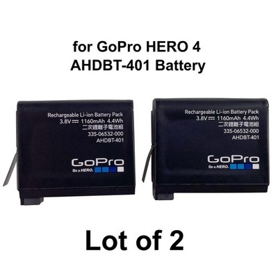 2 Pack Genuine OEM AHDBT-401 Battery for GoPro HERO 4 HERO4 (3.8V 1160mAh 4.4Wh)