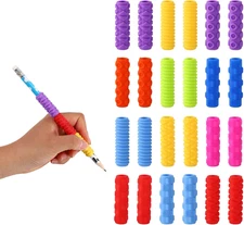 24Pcs Silicone Textured Pencil Grips, Writing Aid Tool, Pen Sleeve Holder for Ki