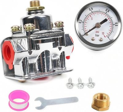 #ad BARTOO Fuel Pressure Regulator Carburetor with Gauge Kit 4 1 2 to 9 PSI 3 8in $66.10