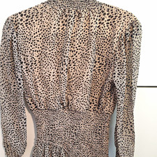 almost FAMOUS Beige/Black Animal Print Smocked High Neck Mini Dress Size S