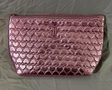 Juicy Couture Velour Pink Clutch Makeup Bag Embroidered Heart Design New No Tag